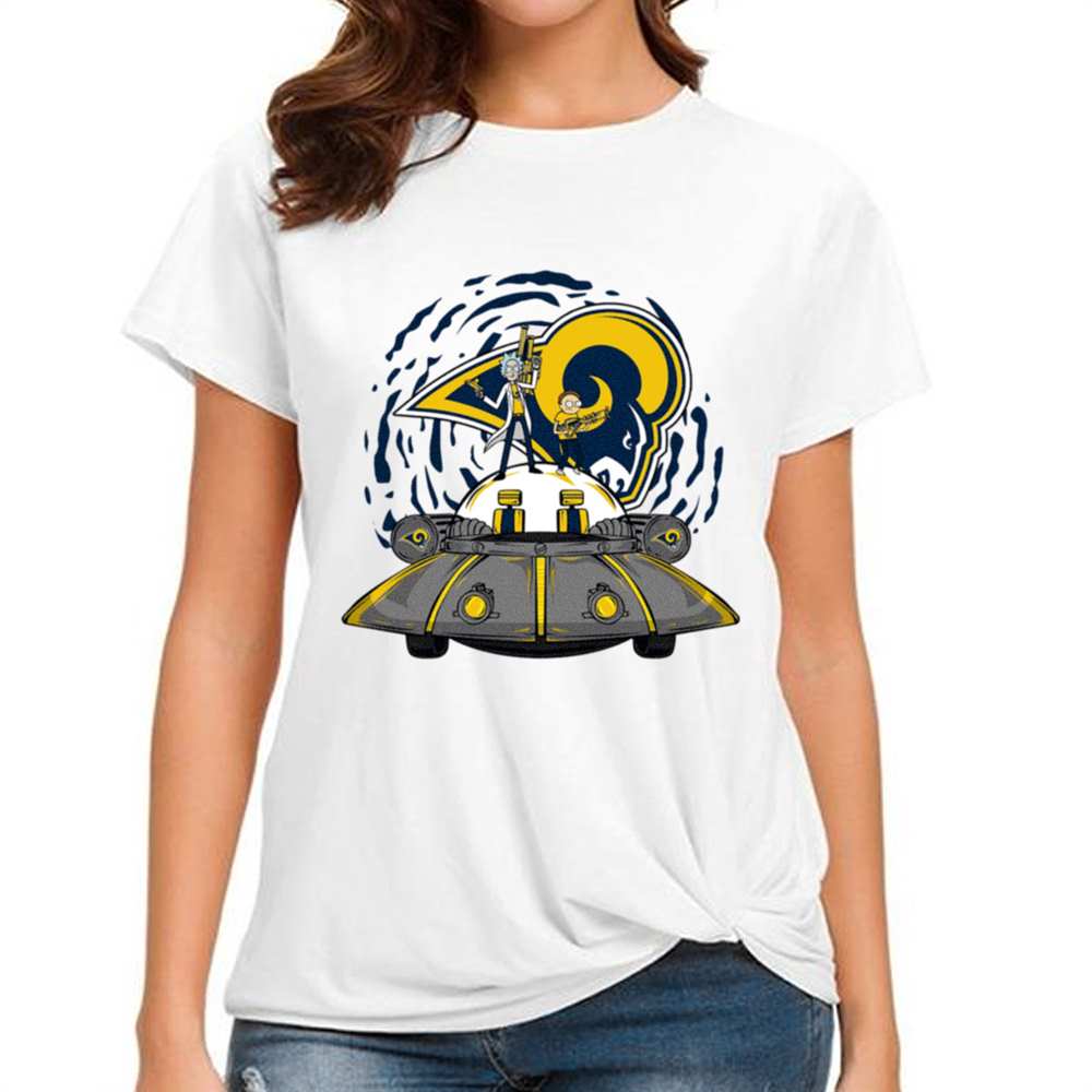 Rick Morty In Spaceship Los Angeles Rams T-Shirt