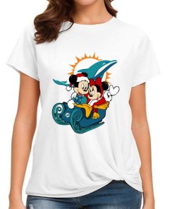 T Shirt Women DSBN308 Mickey Minnie Santa Ride Sleigh Christmas Miami Dolphins T Shirt