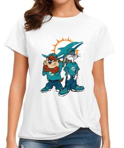 T Shirt Women DSBN313 Looney Tunes Bugs And Taz Miami Dolphins T Shirt