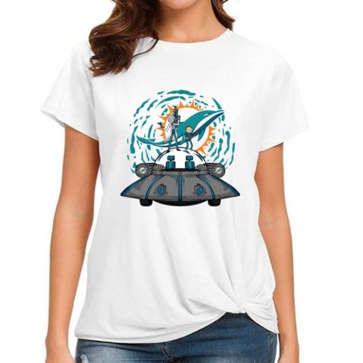 T Shirt Women DSBN314 Rick Morty In Spaceship Miami Dolphins T Shirt