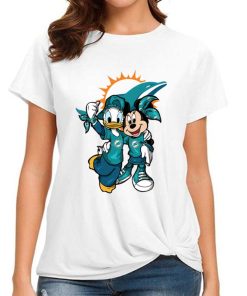 T Shirt Women DSBN319 Minnie And Daisy Duck Fans Miami Dolphins T Shirt