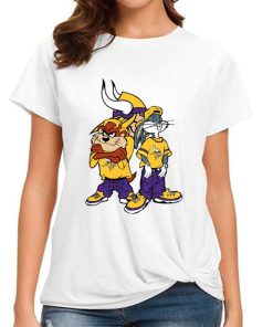 T Shirt Women DSBN325 Looney Tunes Bugs And Taz Minnesota Vikings T Shirt