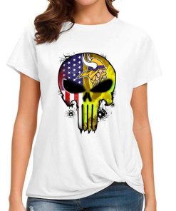 T Shirt Women DSBN328 Punisher Skull Minnesota Vikings T Shirt