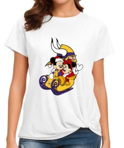 T Shirt Women DSBN332 Mickey Minnie Santa Ride Sleigh Christmas Minnesota Vikings T Shirt