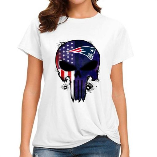 T Shirt Women DSBN340 Punisher Skull New England Patriots T Shirt