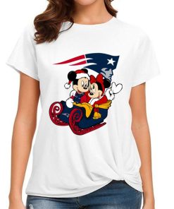 T Shirt Women DSBN351 Mickey Minnie Santa Ride Sleigh Christmas New England Patriots T Shirt