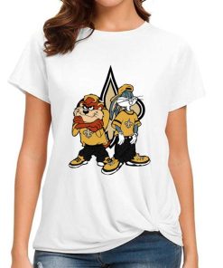 T Shirt Women DSBN360 Looney Tunes Bugs And Taz New Orleans Saints T Shirt