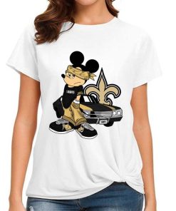 T Shirt Women DSBN368 Mickey Gangster And Car New Orleans Saints T Shirt