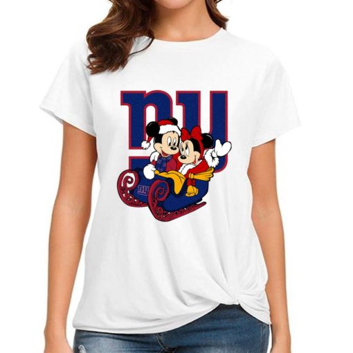 T Shirt Women DSBN382 Mickey Minnie Santa Ride Sleigh Christmas New York Giants T Shirt