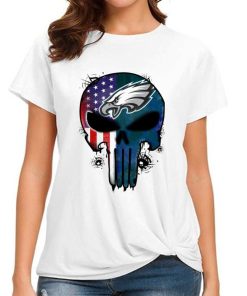T Shirt Women DSBN409 Punisher Skull Philadelphia Eagles T Shirt