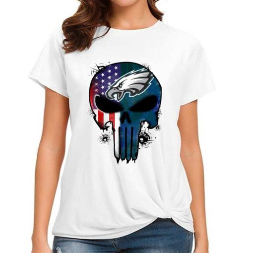 T Shirt Women DSBN409 Punisher Skull Philadelphia Eagles T Shirt
