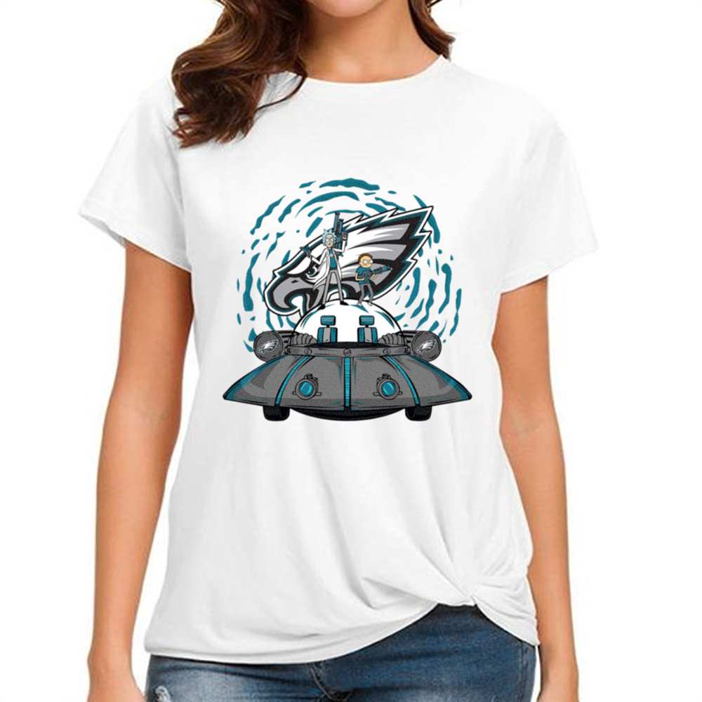 Rick Morty In Spaceship Philadelphia Eagles T-Shirt