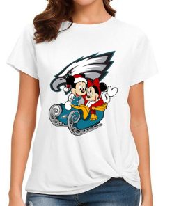 T Shirt Women DSBN414 Mickey Minnie Santa Ride Sleigh Christmas Philadelphia Eagles T Shirt