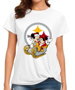 T Shirt Women DSBN419 Mickey Minnie Santa Ride Sleigh Christmas Pittsburgh Steelers T Shirt