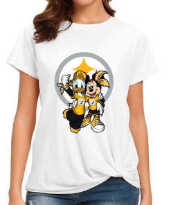 T Shirt Women DSBN423 Minnie And Daisy Duck Fans Pittsburgh Steelers T Shirt