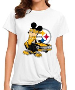 T Shirt Women DSBN424 Mickey Gangster And Car Pittsburgh Steelers T Shirt