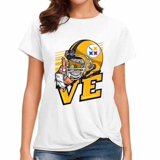 T Shirt Women DSBN426 Love Sign Pittsburgh Steelers T Shirt