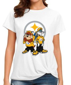 T Shirt Women DSBN427 Looney Tunes Bugs And Taz Pittsburgh Steelers T Shirt