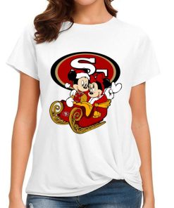 T Shirt Women DSBN436 Mickey Minnie Santa Ride Sleigh Christmas San Francisco 49Ers T Shirt