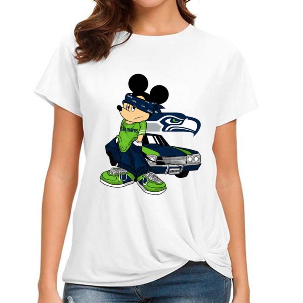 Mickey Gangster And Car Seattle Seahawks T-Shirt