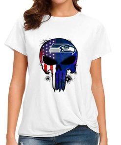 T Shirt Women DSBN456 Punisher Skull Seattle Seahawks T Shirt