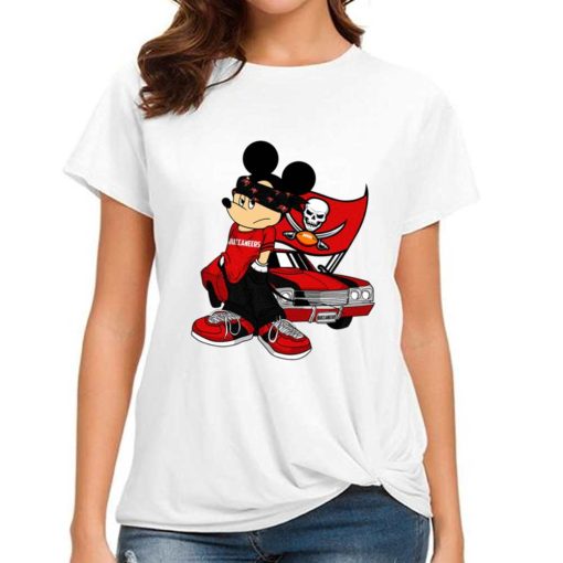 T Shirt Women DSBN466 Mickey Gangster And Car Tampa Bay Buccaneers T Shirt