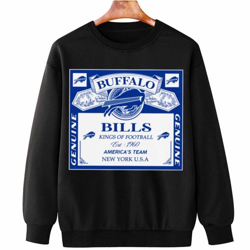 T Sweatshirt Hanging DSBEER04 Kings Of Football Funny Budweiser Genuine Buffalo Bills T Shirt