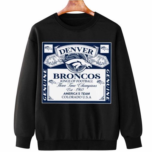 T Sweatshirt Hanging DSBEER10 Kings Of Football Funny Budweiser Genuine Denver Broncos T Shirt