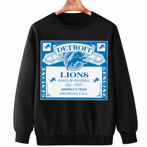 T Sweatshirt Hanging DSBEER11 Kings Of Football Funny Budweiser Genuine Detroit Lions T Shirt