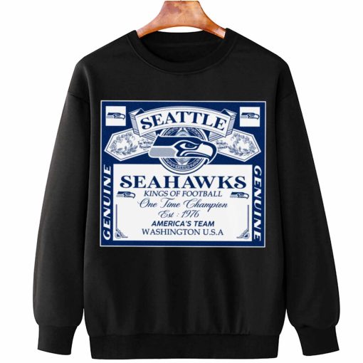 T Sweatshirt Hanging DSBEER29 Kings Of Football Funny Budweiser Genuine Seattle Seahawks T Shirt