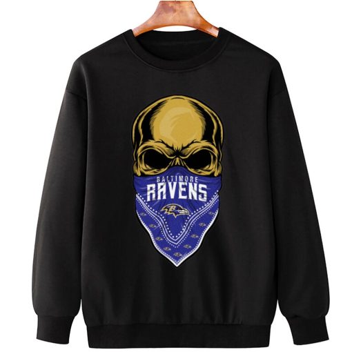 T Sweatshirt Hanging DSBN033 Skull Wear Bandana Baltimore Ravens T Shirt