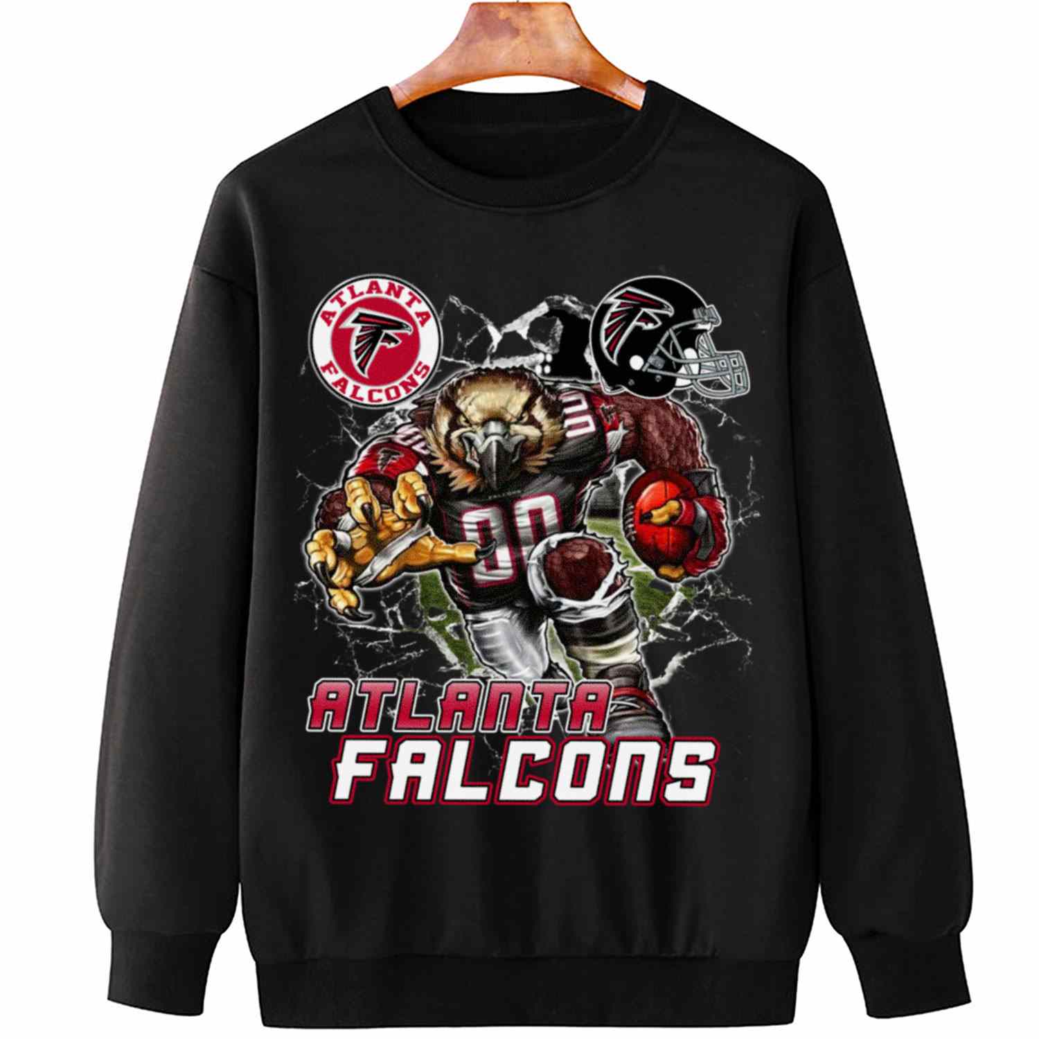 Mascot Breaking Through Wall Atlanta Falcons T-Shirt