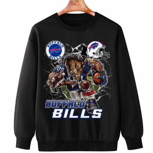 T Sweatshirt Hanging DSMC0204 Mascot Breaking Through Wall Buffalo Bills T Shirt