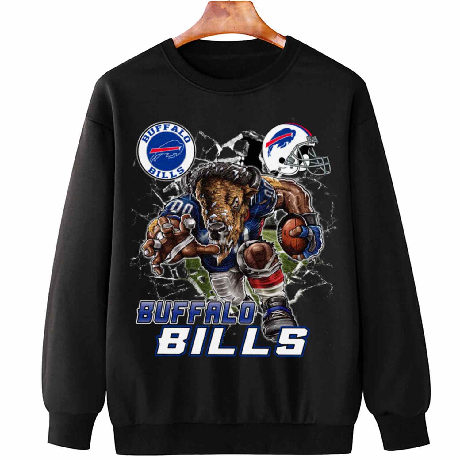 Mascot Breaking Through Wall Buffalo Bills T-Shirt