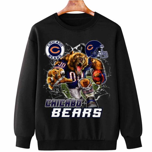 T Sweatshirt Hanging DSMC0206 Mascot Breaking Through Wall Chicago Bears T Shirt