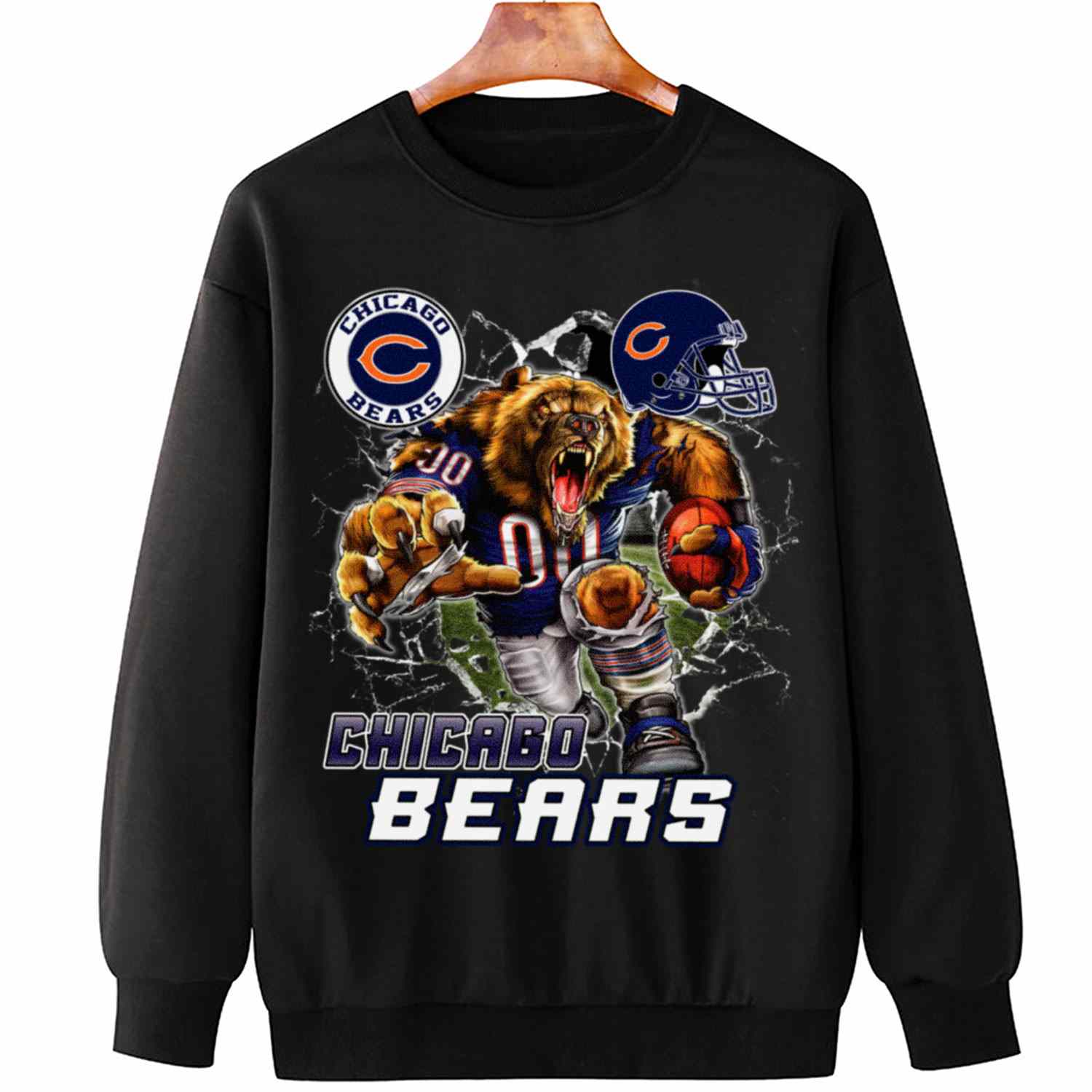 Mascot Breaking Through Wall Chicago Bears T-Shirt