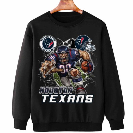 T Sweatshirt Hanging DSMC0213 Mascot Breaking Through Wall Houston Texans T Shirt