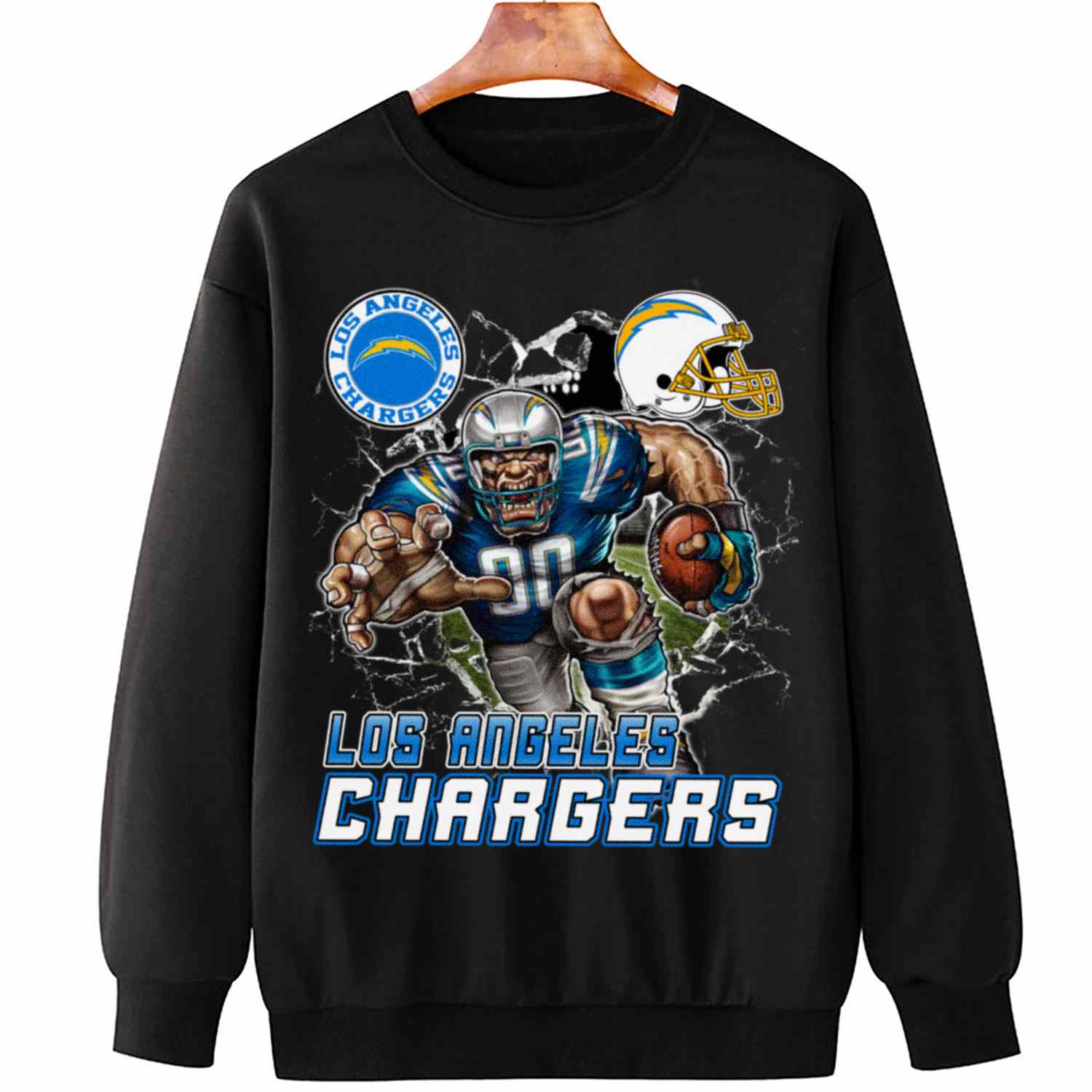 Mascot Breaking Through Wall Los Angeles Chargers T-Shirt