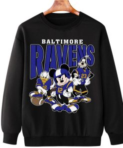 T Sweatshirt Hanging DSMK03 Baltimore Ravens Mickey Donald Duck And Goofy Football Team T Shirt