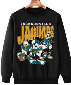 T Sweatshirt Hanging DSMK15 Jacksonville Jaguars Mickey Donald Duck And Goofy Football Team T Shirt