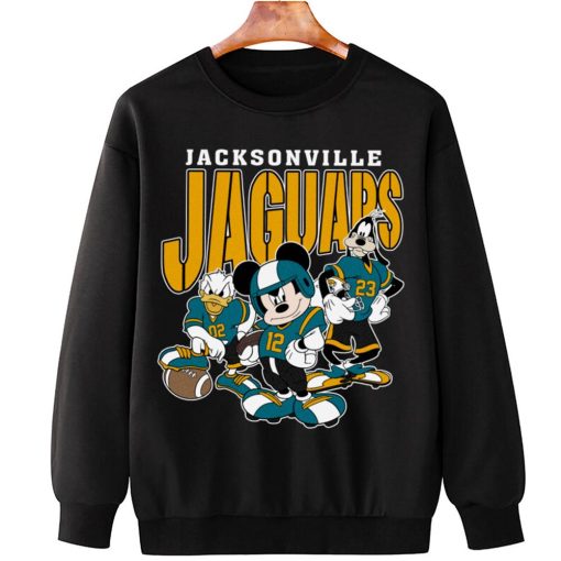 T Sweatshirt Hanging DSMK15 Jacksonville Jaguars Mickey Donald Duck And Goofy Football Team T Shirt