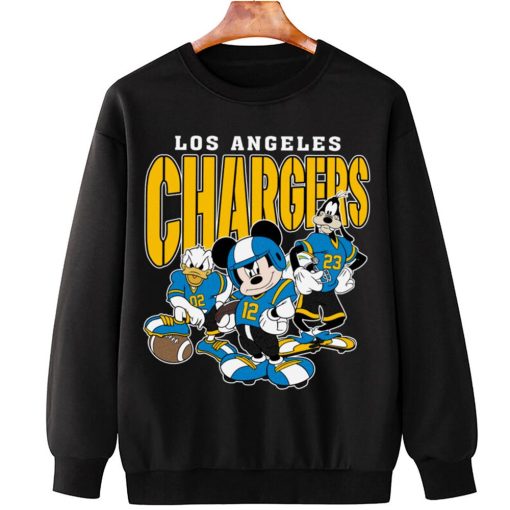 T Sweatshirt Hanging DSMK18 Los Angeles Chargers Mickey Donald Duck And Goofy Football Team T Shirt 1