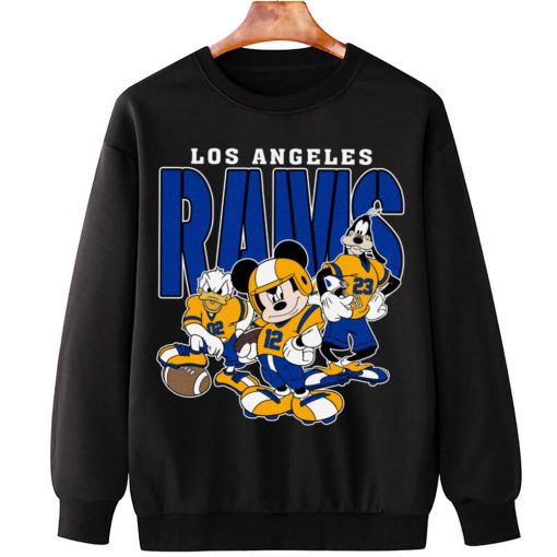 T Sweatshirt Hanging DSMK19 Los Angeles Rams Mickey Donald Duck And Goofy Football Team T Shirt