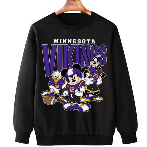 T Sweatshirt Hanging DSMK21 Minnesota Vikings Mickey Donald Duck And Goofy Football Team T Shirt