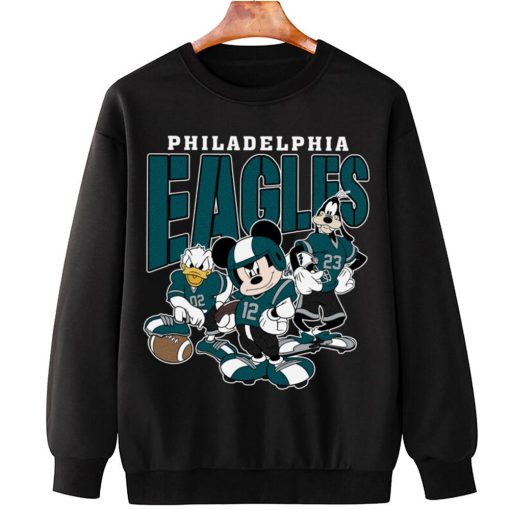 T Sweatshirt Hanging DSMK26 Philadelphia Eagles Mickey Donald Duck And Goofy Football Team T Shirt
