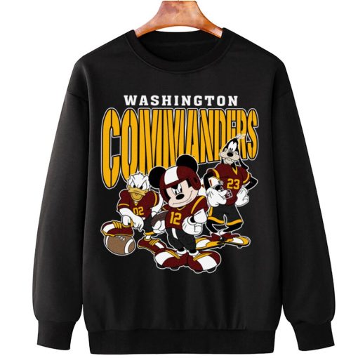 T Sweatshirt Hanging DSMK32 Washington Commanders Mickey Donald Duck And Goofy Football Team T Shirt