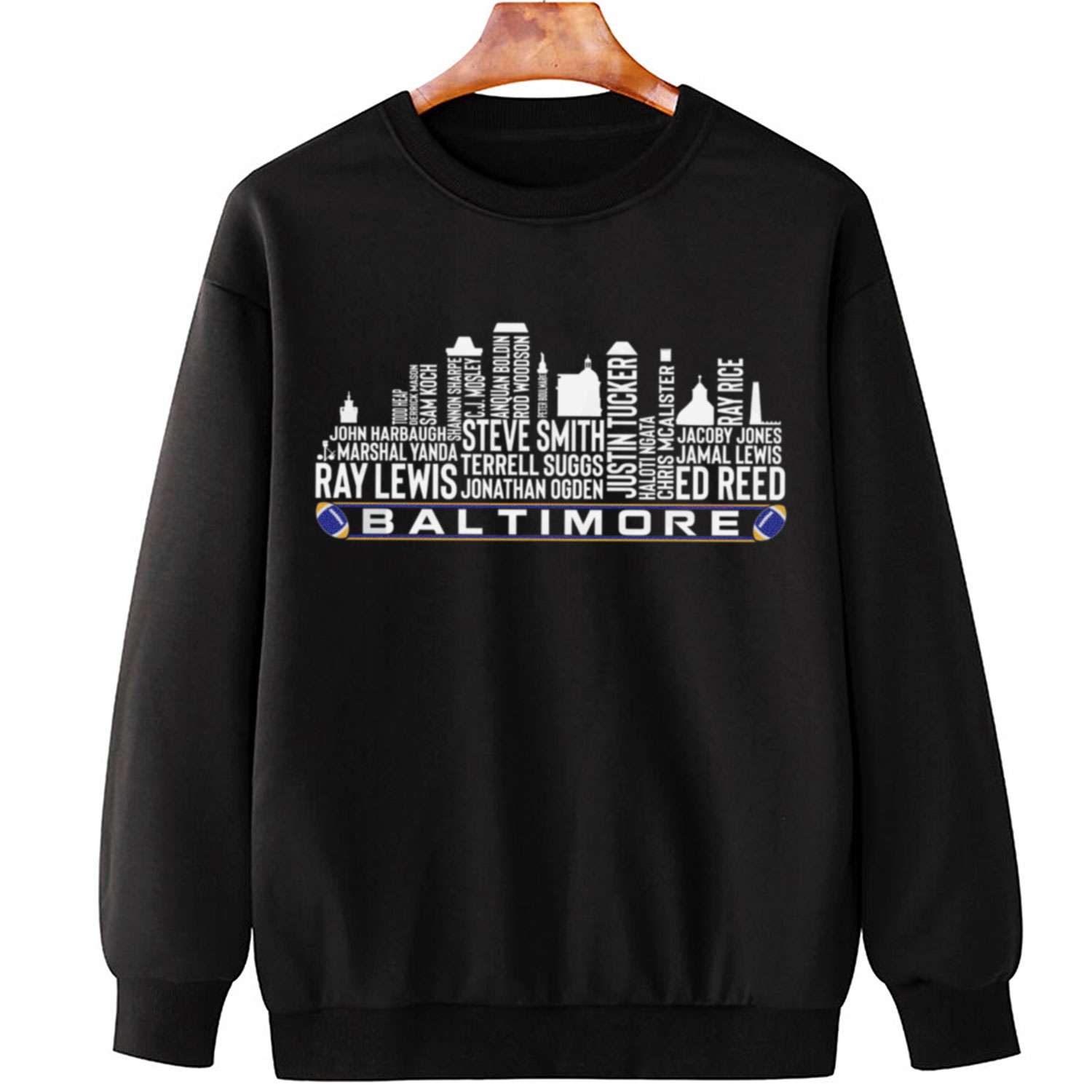 Baltimore All Time Legends Football City Skyline T-Shirt