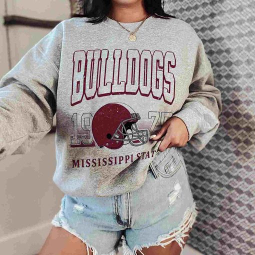 T Sweatshirt Women 0 TSNCAA37 Bulldogs Mississippi State Retro Helmet University College NCAA Football T Shirt