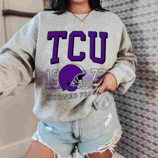T Sweatshirt Women 0 TSNCAA45 Tcu Horned Frogs Retro Helmet University College NCAA Football T Shirt