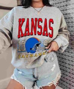 T Sweatshirt Women 0 TSNCAA59 Kansas Jayhawks Retro Helmet University College NCAA Football T Shirt